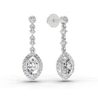 1.36 Carat Pear Shape Dangle Diamond Earrings 14K - White Gold