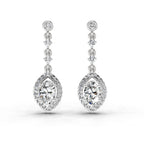 1.36 Carat Pear Shape Dangle Diamond Earrings 14K - White Gold