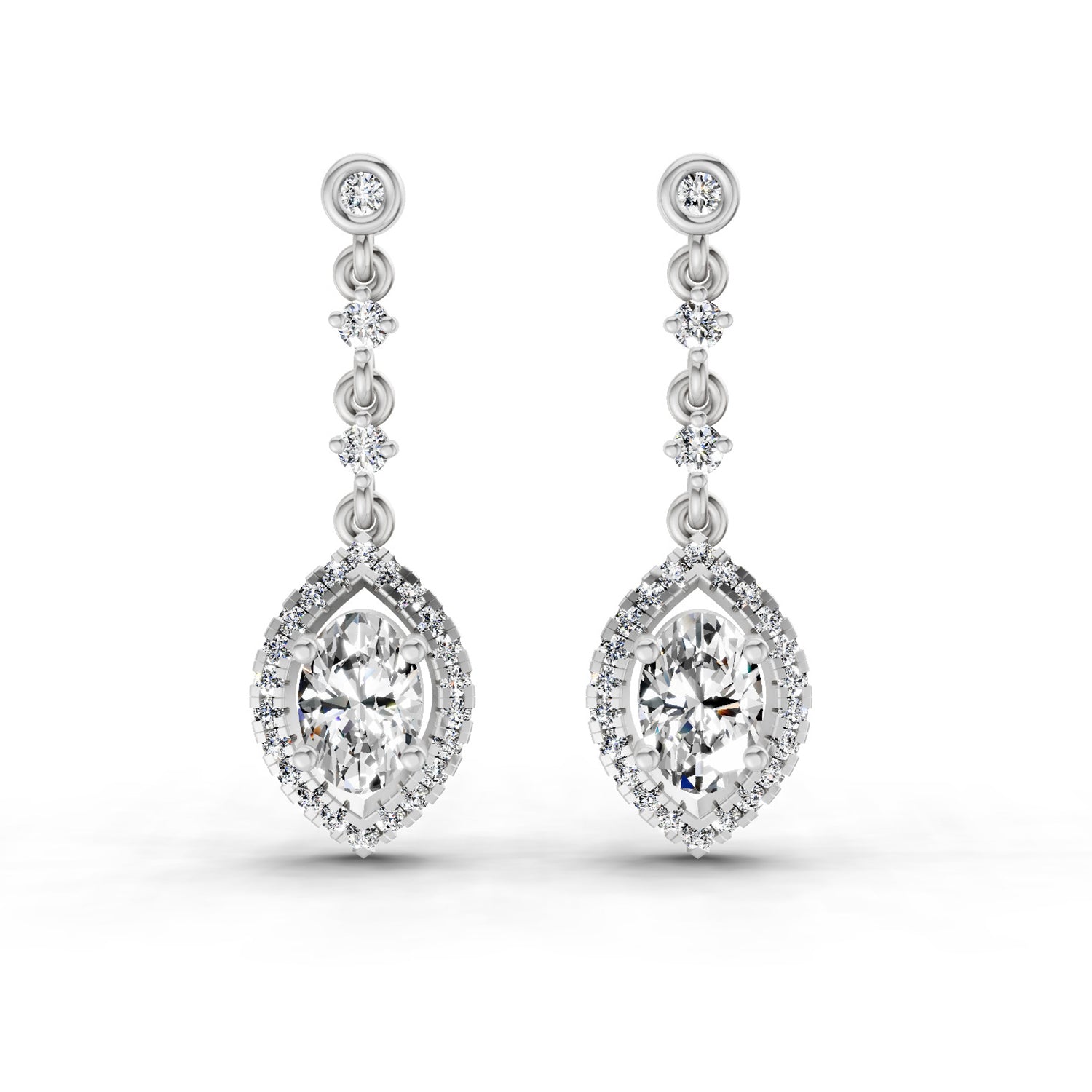 1.36 Carat Pear Shape Dangle Diamond Earrings 14K - White Gold