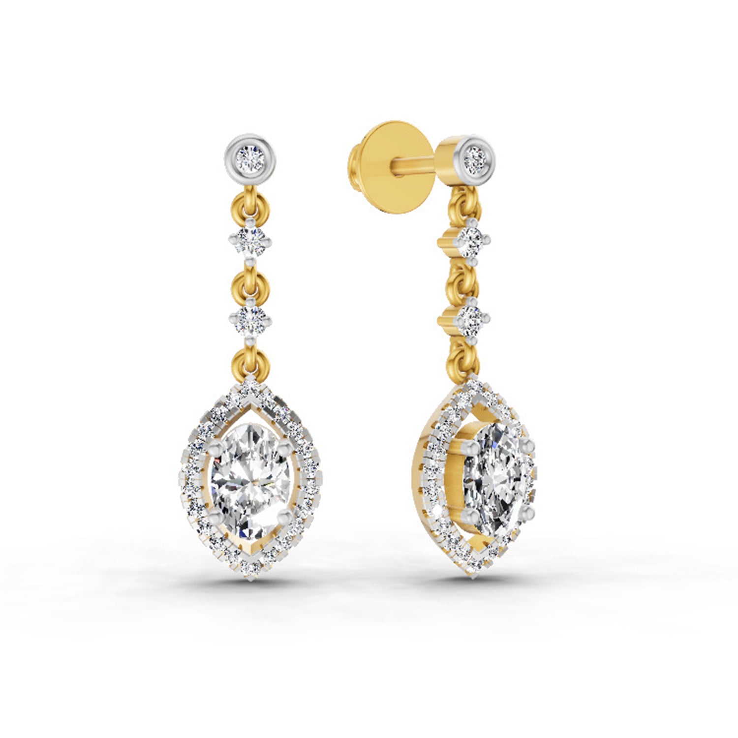 1.36 Carat Pear Shape Dangle Diamond Earrings 14K
