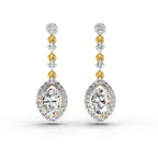 1.36 Carat Pear Shape Dangle Diamond Earrings 14K