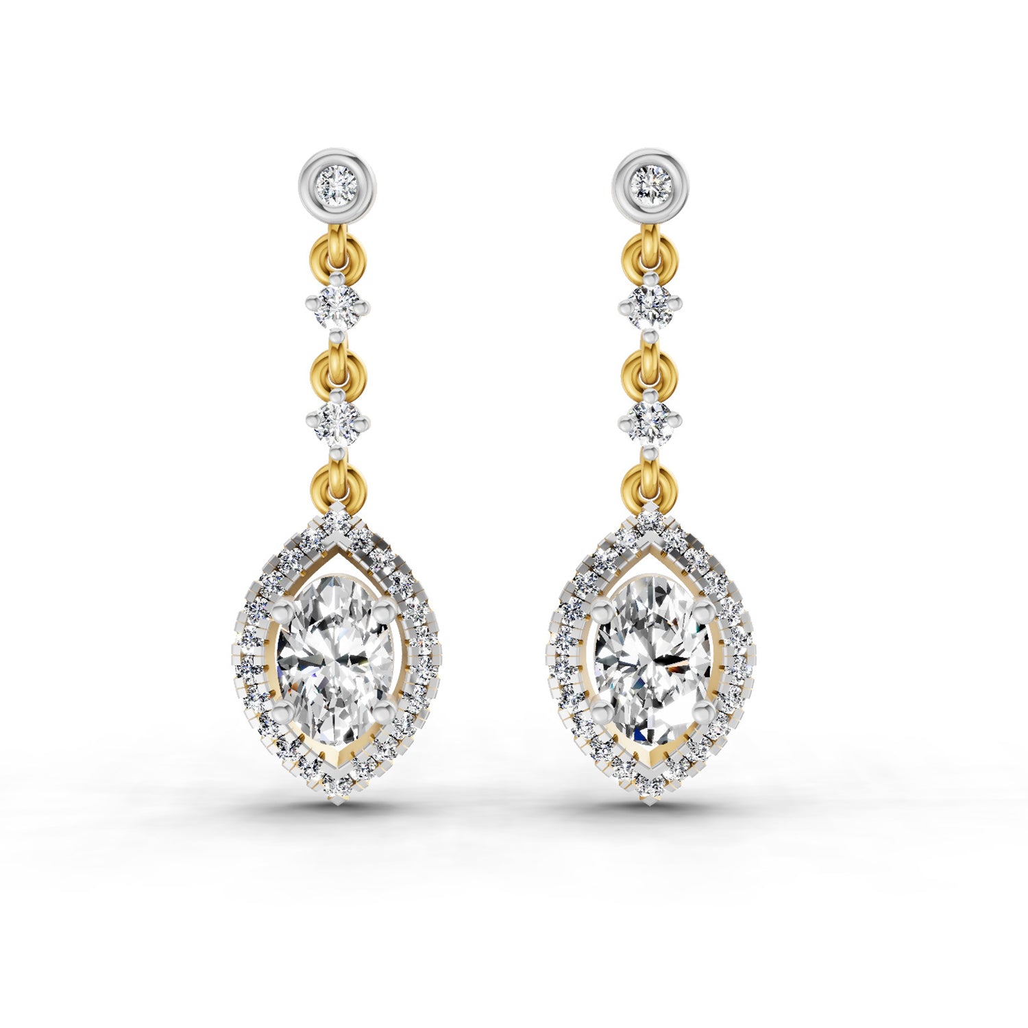 1.36 Carat Pear Shape Dangle Diamond Earrings 14K
