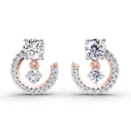 0.78 Carat Round Crescent Drop Earrings 14K Yellow - Rose Gold