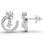 0.78 Carat Round Crescent Drop Earrings 14K Yellow - White Gold