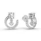 0.78 Carat Round Crescent Drop Earrings 14K Yellow - White Gold