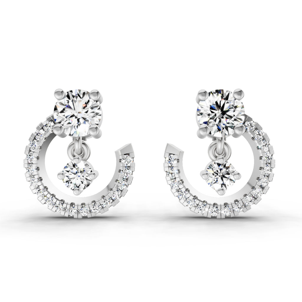 0.78 Carat Round Crescent Drop Earrings 14K Yellow - White Gold