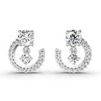 0.78 Carat Round Crescent Drop Earrings 14K Yellow - White Gold
