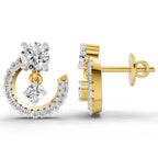 0.78 Carat Round Crescent Drop Earrings 14K Yellow