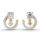 0.78 Carat Round Crescent Drop Earrings 14K Yellow