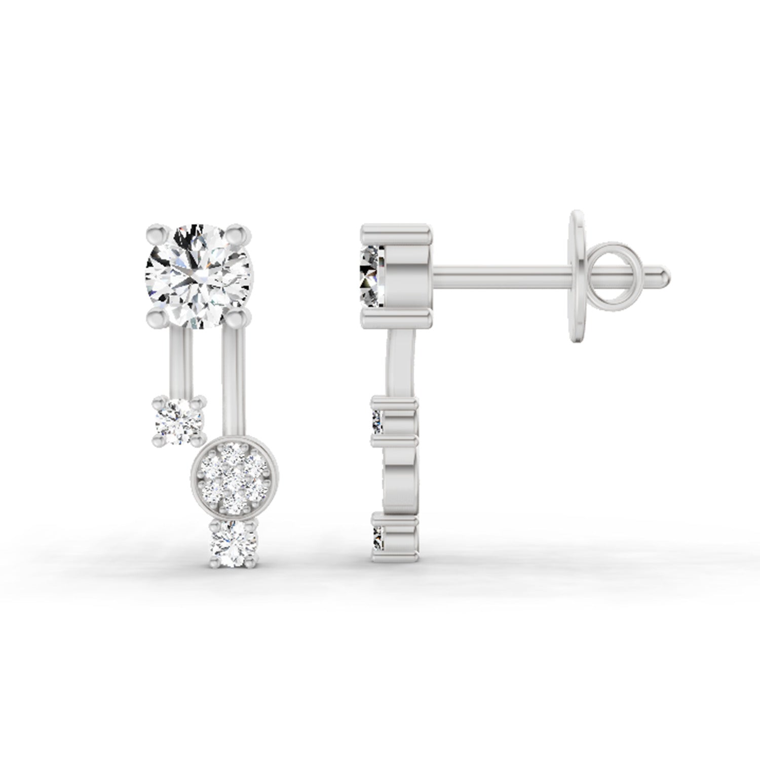 0.61 Ct Diamond Drop Earrings 14K - White Gold