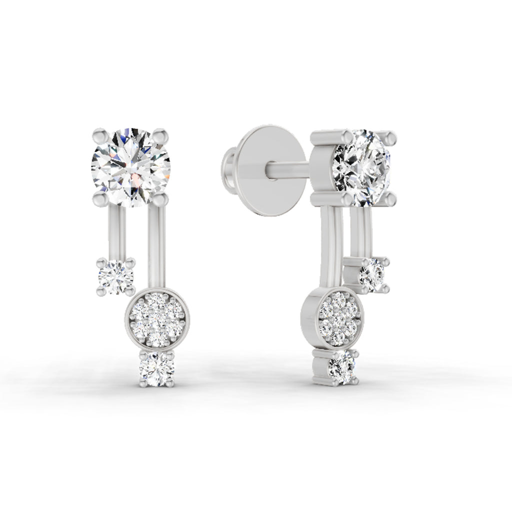 0.61 Ct Diamond Drop Earrings 14K - White Gold