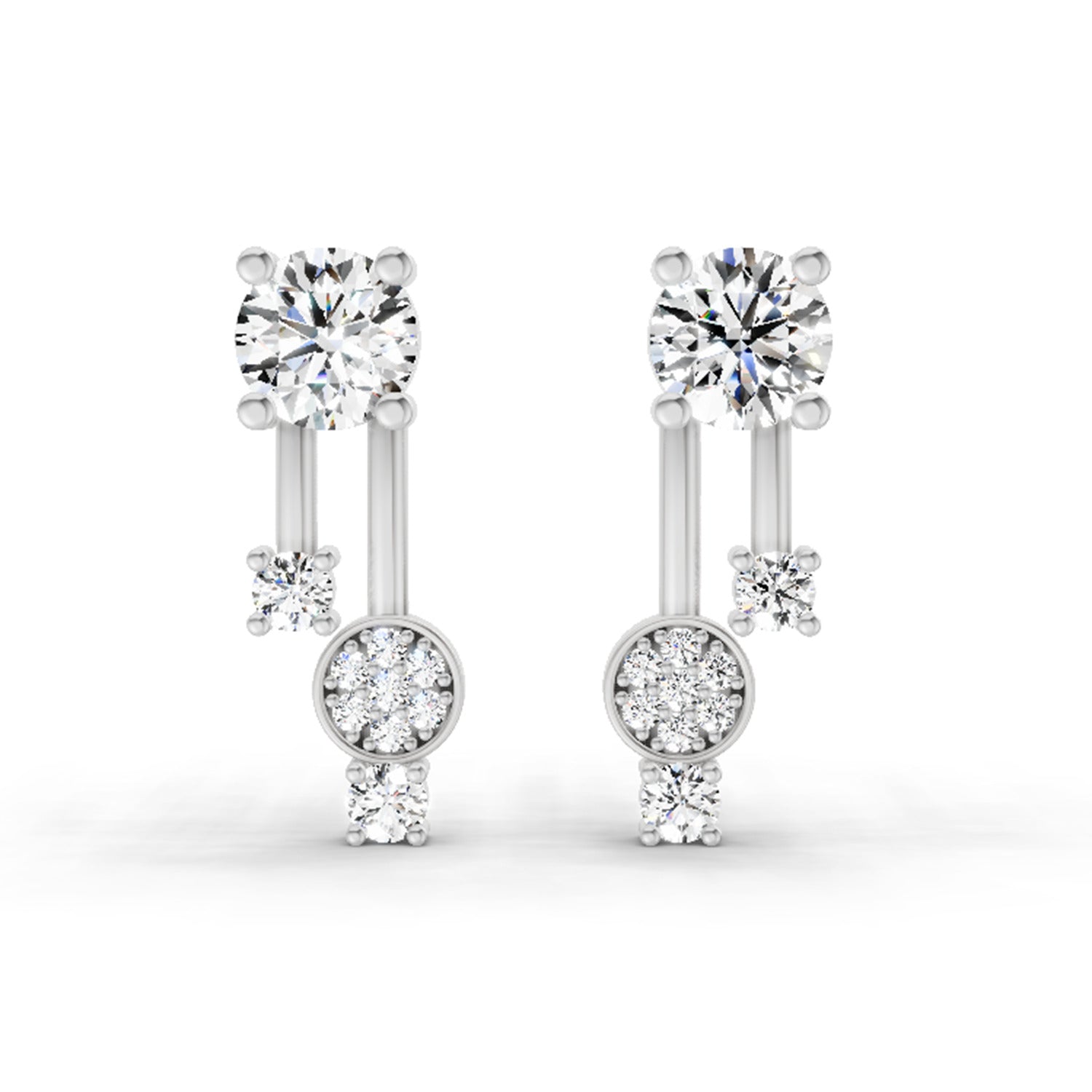 0.61 Ct Diamond Drop Earrings 14K - White Gold