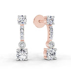 0.74 Carat Round Linear Drop Earrings 14K - Rose Gold