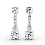0.74 Carat Round Linear Drop Earrings 14K - Rose Gold