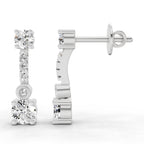 0.74 Carat Round Linear Drop Earrings 14K - White Gold