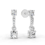 0.74 Carat Round Linear Drop Earrings 14K - White Gold