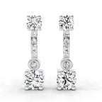 0.74 Carat Round Linear Drop Earrings 14K - White Gold