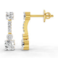 0.74 Carat Round Linear Drop Earrings 14K