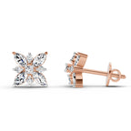 0.66 Carat Marquise Shape Cluster Diamond Earrings 14K - Rose Gold