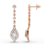 1.39 Carat Pear Shape Dangle Diamond Earrings 14K - Rose Gold