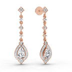 1.39 Carat Pear Shape Dangle Diamond Earrings 14K - Rose Gold