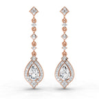 1.39 Carat Pear Shape Dangle Diamond Earrings 14K - Rose Gold