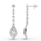 1.39 Carat Pear Shape Dangle Diamond Earrings 14K - White Gold