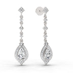1.39 Carat Pear Shape Dangle Diamond Earrings 14K - White Gold