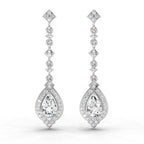 1.39 Carat Pear Shape Dangle Diamond Earrings 14K - White Gold