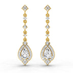 1.39 Carat Pear Shape Dangle Diamond Earrings 14K