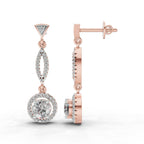 0.89 Carat Dangle Diamond Earrings 14K - Rose Gold