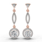 0.89 Carat Dangle Diamond Earrings 14K - Rose Gold