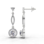 0.89 Carat Dangle Diamond Earrings 14K - White Gold