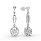 0.89 Carat Dangle Diamond Earrings 14K - White Gold