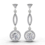 0.89 Carat Dangle Diamond Earrings 14K - White Gold