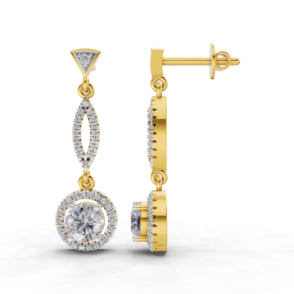 0.89 Carat Dangle Diamond Earrings 14K
