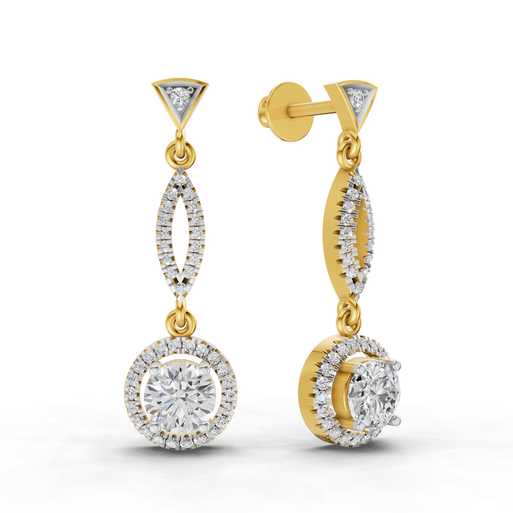 0.89 Carat Dangle Diamond Earrings 14K