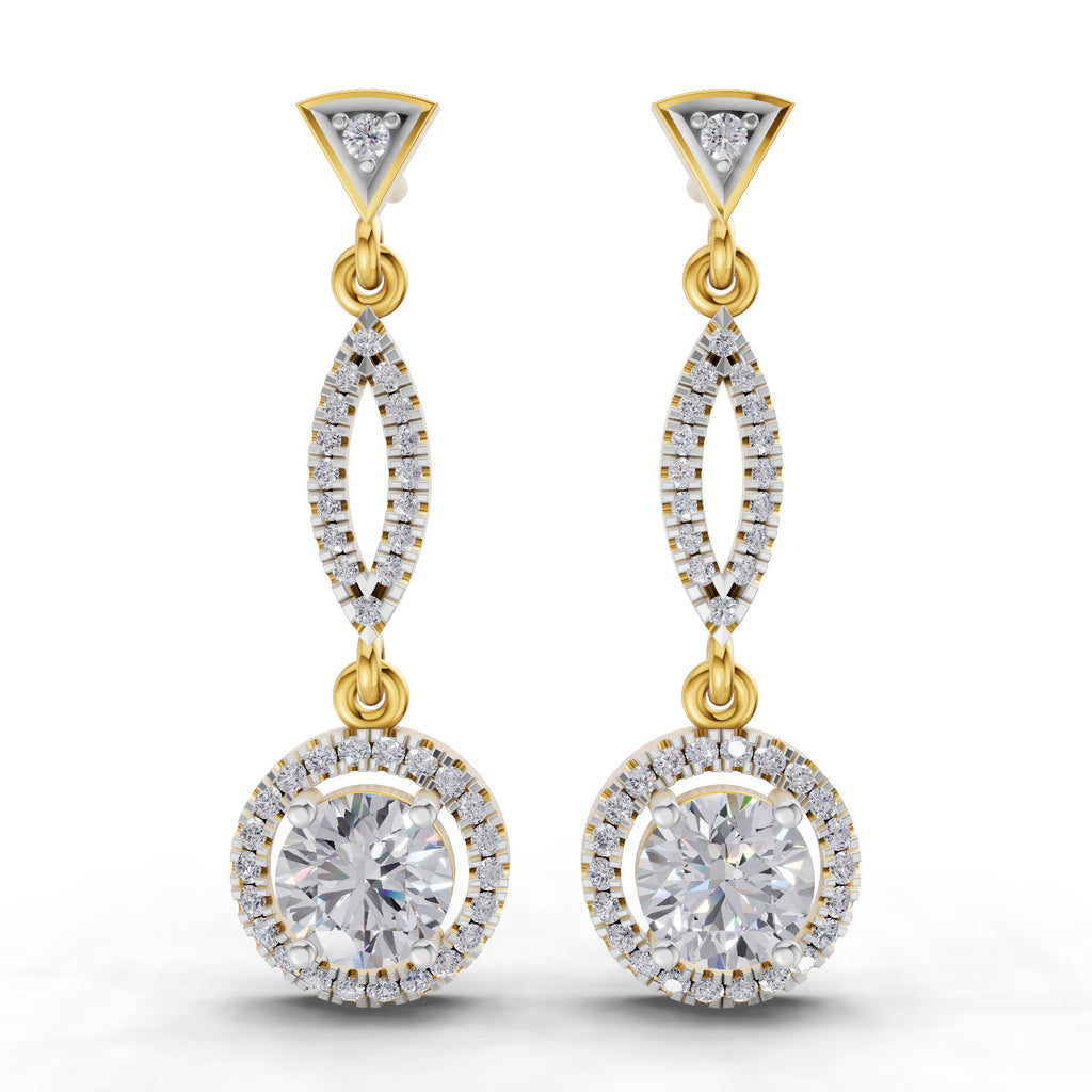 0.89 Carat Dangle Diamond Earrings 14K