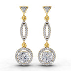 0.89 Carat Dangle Diamond Earrings 14K