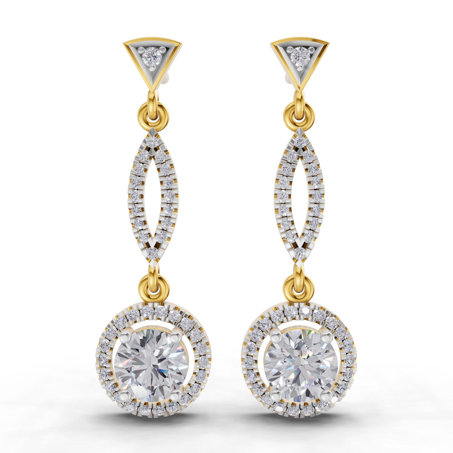 0.89 Carat Dangle Diamond Earrings 14K