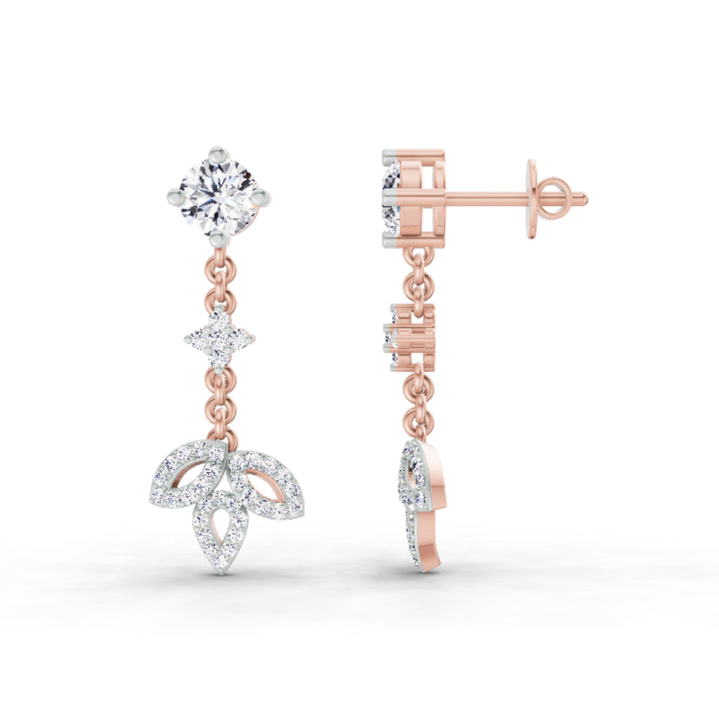 1.05 Ct Diamond Drop Earrings 14K - Rose Gold