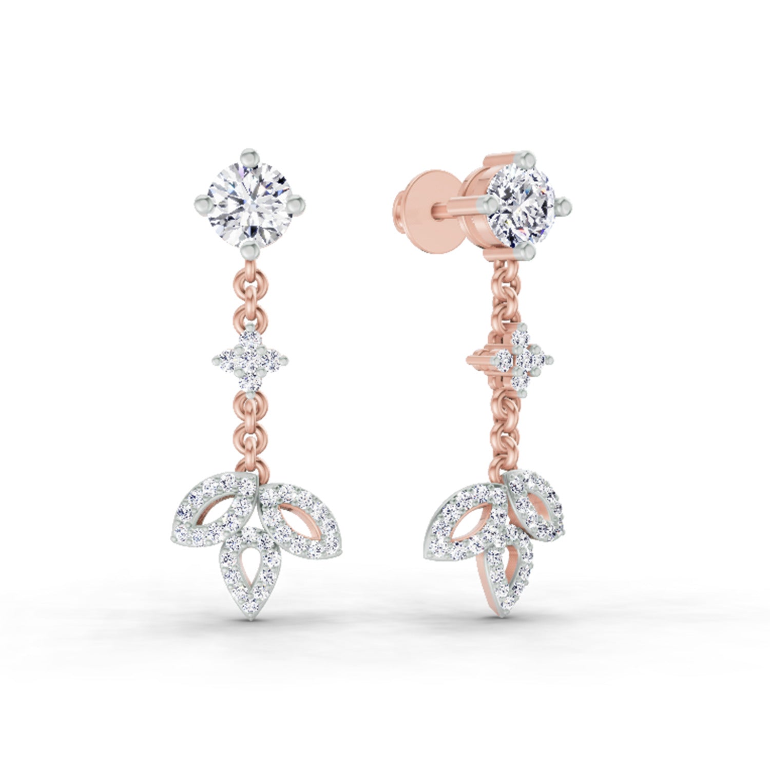 1.05 Ct Diamond Drop Earrings 14K - Rose Gold