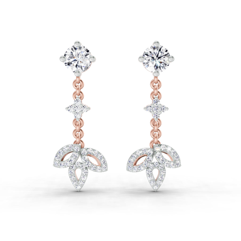 1.05 Ct Diamond Drop Earrings 14K - Rose Gold