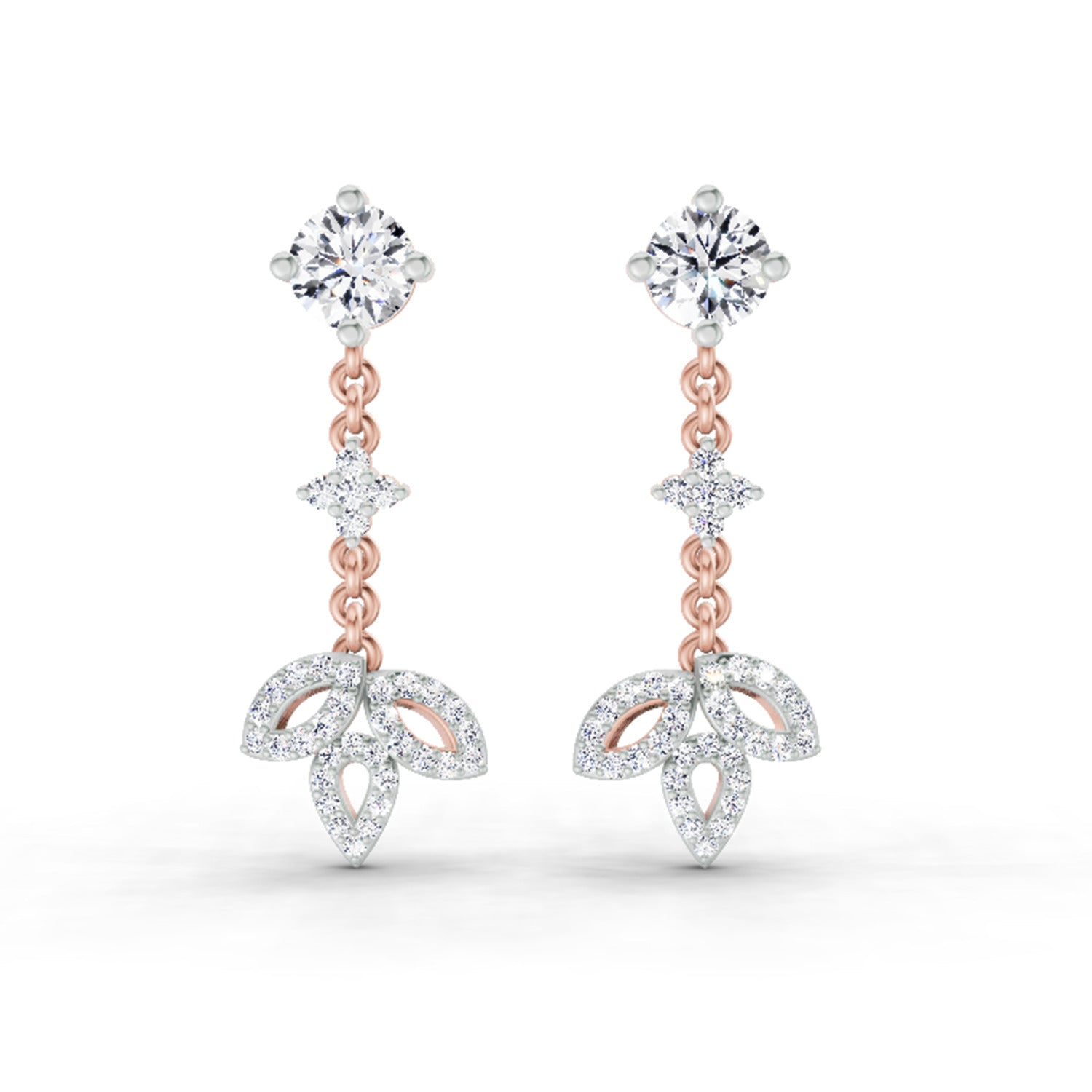 1.05 Ct Diamond Drop Earrings 14K - Rose Gold