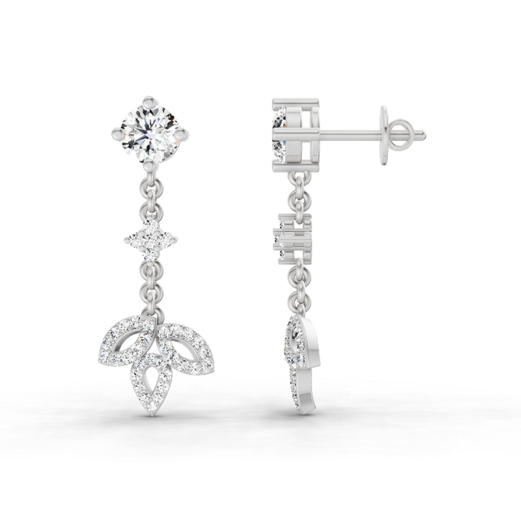 1.05 Ct Diamond Drop Earrings 14K - White Gold