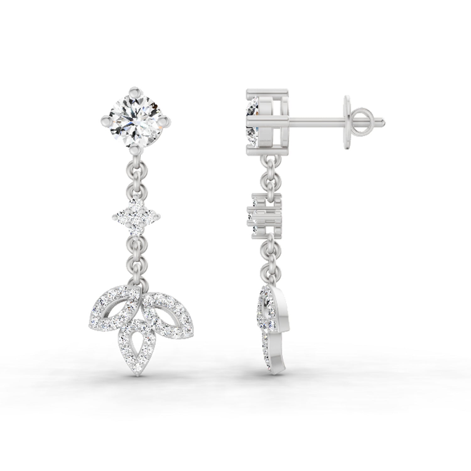 1.05 Ct Diamond Drop Earrings 14K - White Gold