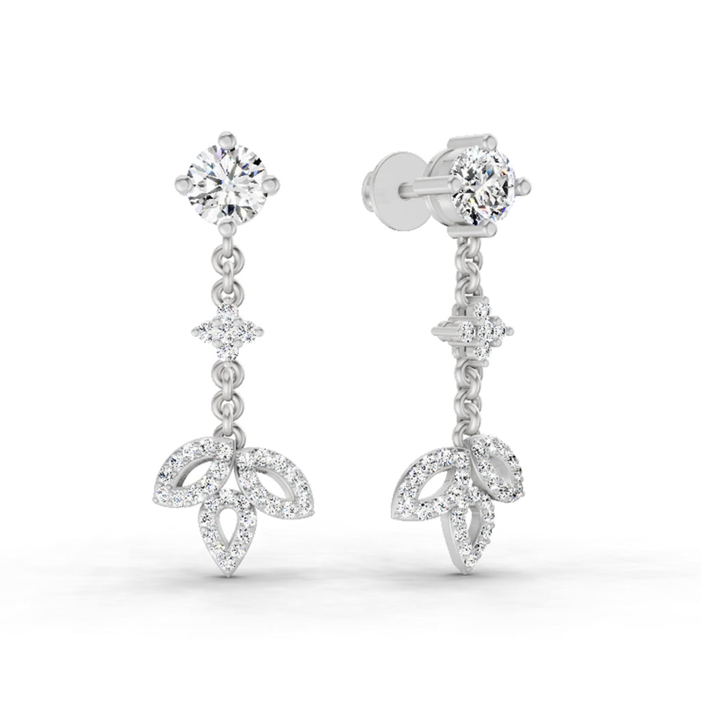 1.05 Ct Diamond Drop Earrings 14K - White Gold