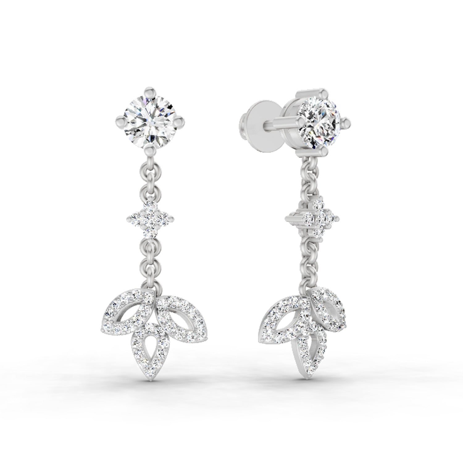 1.05 Ct Diamond Drop Earrings 14K - White Gold