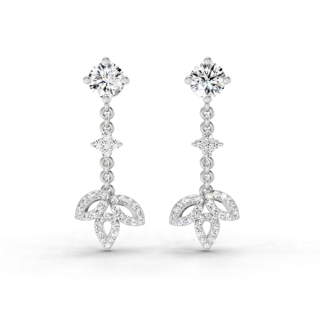 1.05 Ct Diamond Drop Earrings 14K - White Gold