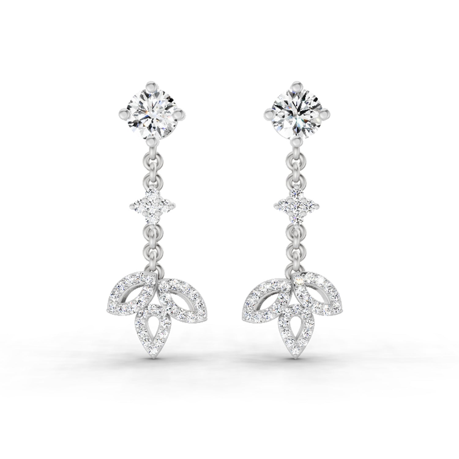 1.05 Ct Diamond Drop Earrings 14K - White Gold